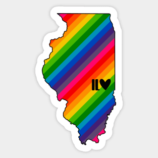 USA States: Illinois (rainbow) Sticker